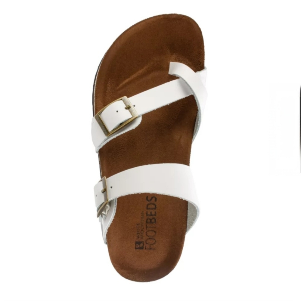 NWT-WHITE MOUNTAIN WHITE LEATHER STRAPPY SLIP-ON SANDALS